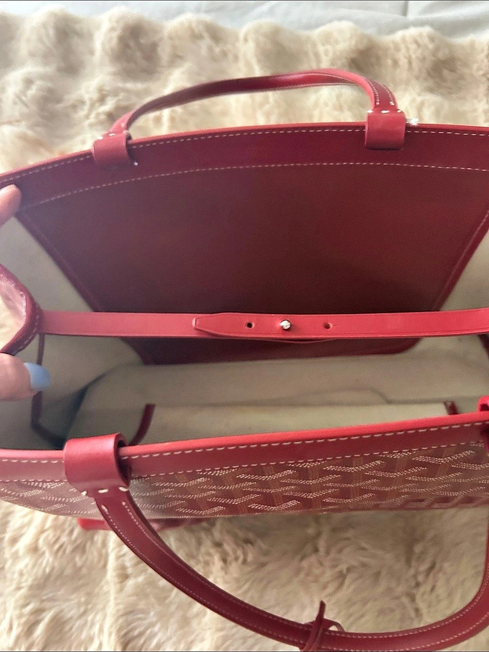 Goyard Fashion Bag Sac Saint Leger Goyardine Tote Red - Picture 2 of 8